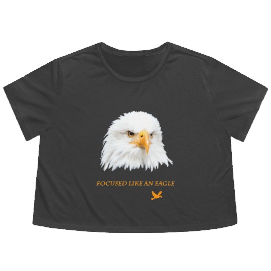 Bald Eagle Gift Idea Focussed like an Eagle Photo Flowy Cropped Tees