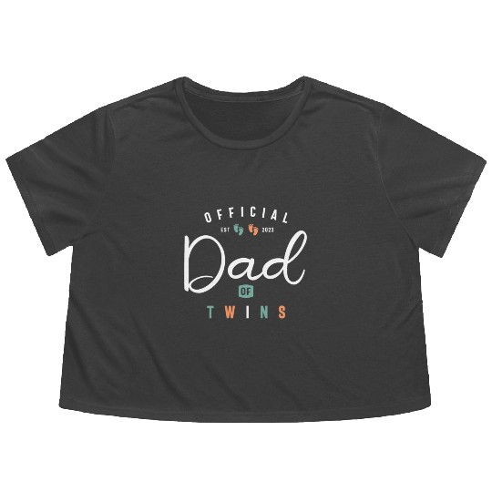 Dad of Twins Funny New Daddy To Be Expecting 2023 Flowy Cropped Tees