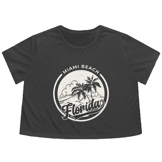 vintage Miami beach, Summer beach Flowy Cropped Tees