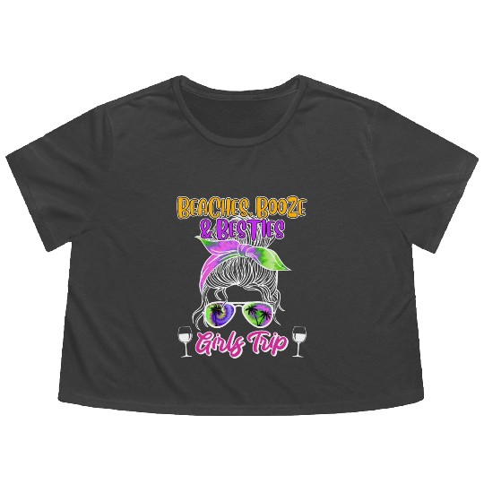 Beaches Booze Besties Girls Trip Spring Break Flowy Cropped Tees