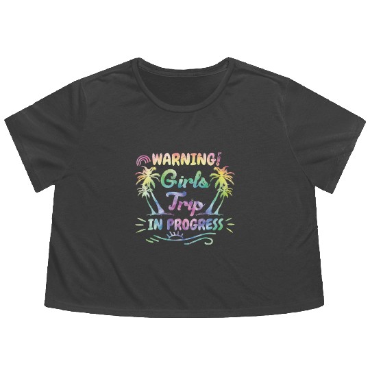 Attention girls trip in progress Spring Break Flowy Cropped Tees