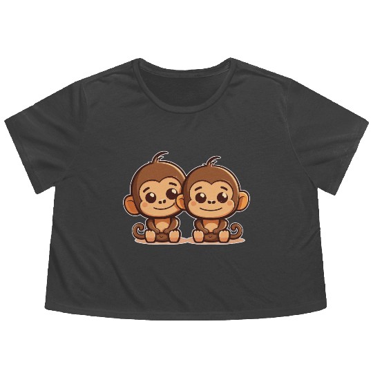 Monkeys siblings brother sister family love ape Flowy Cropped Tees