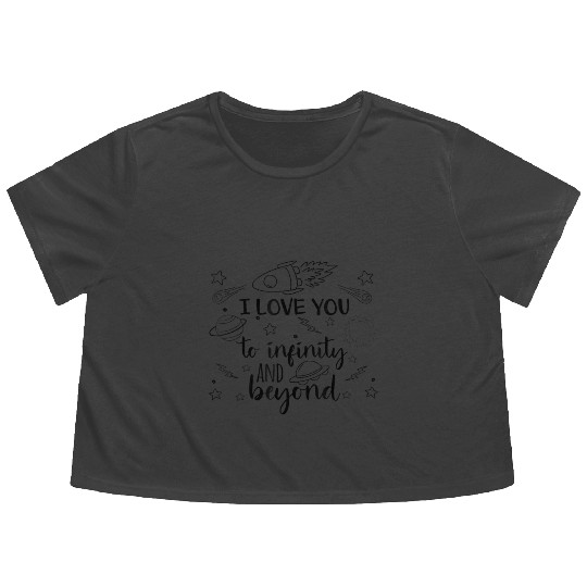 I Love You To Infinity And Beyond Valentine Day Pl Flowy Cropped Tees