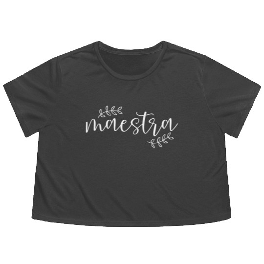 Cute Maestra Spanish Teacher Flowy Cropped Tees