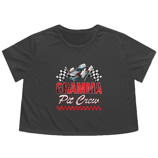 Race Car Birthday Party Racing Family Grandma Pit Flowy Cropped Tees