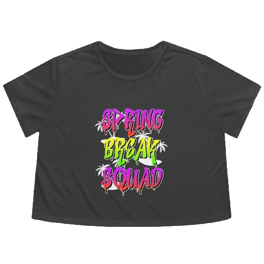 Spring Break Squad Summer Vacation Spring Break Flowy Cropped Tees