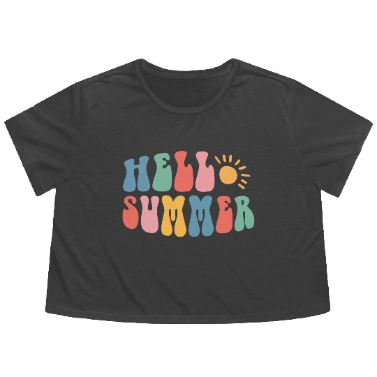 Hello Summer SVG Flowy Cropped Tees