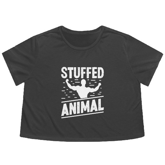 Strongman stuffed animal gym fitness bodybuilding Flowy Cropped Tees