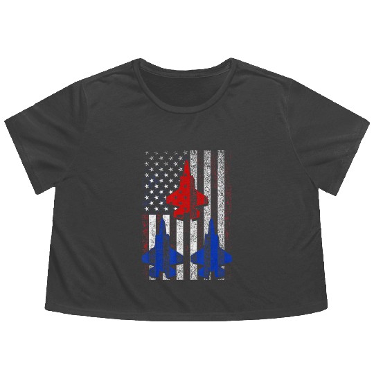 American Independence Fourth of July US Air Force Flowy Cropped Tees