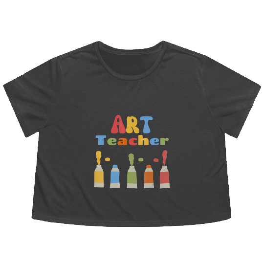 Back To School Art Teacher First Day of School Tea Flowy Cropped Tees