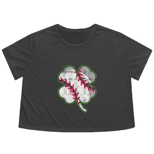 Baseball player shamrock lucky charm Flowy Cropped Tees