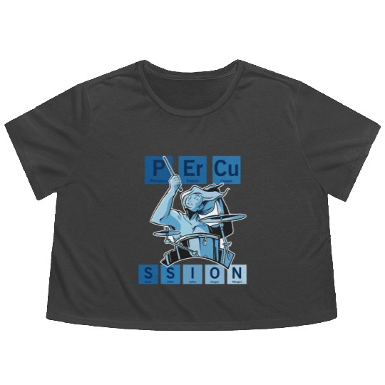 Funny Percussion Music Science Drummer Periodic Ta Flowy Cropped Tees