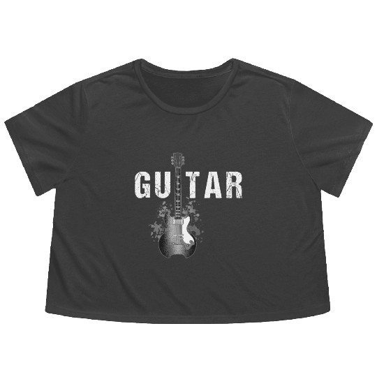 Music Bass Guitar Acoustic Electric Guitarist Flowy Cropped Tees