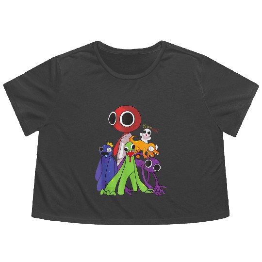 Rainbow Friends blue red orange green Flowy Cropped Tees