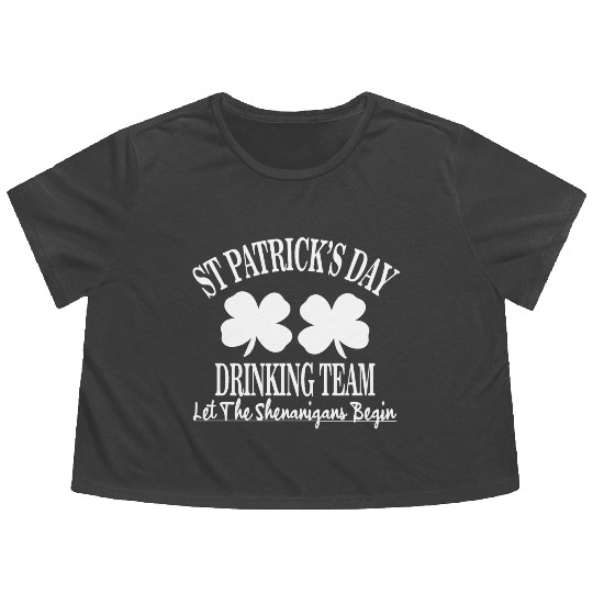 St Patrick Day Drinking Team Let The Shenanigan Flowy Cropped Tees