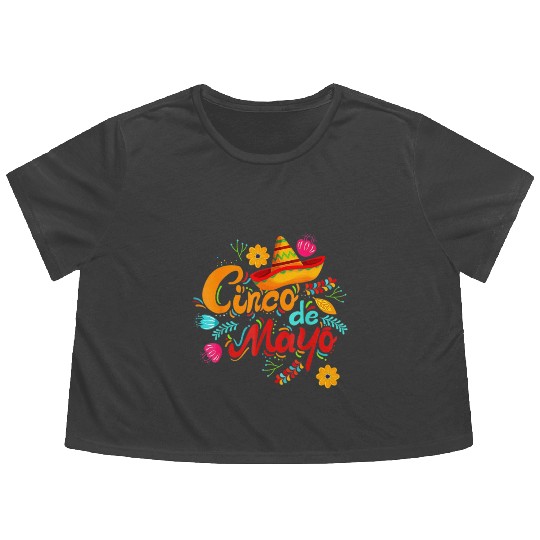Cinco De Mayo Fiesta Surprise Camisa 5 De Mayo Viv Flowy Cropped Tees