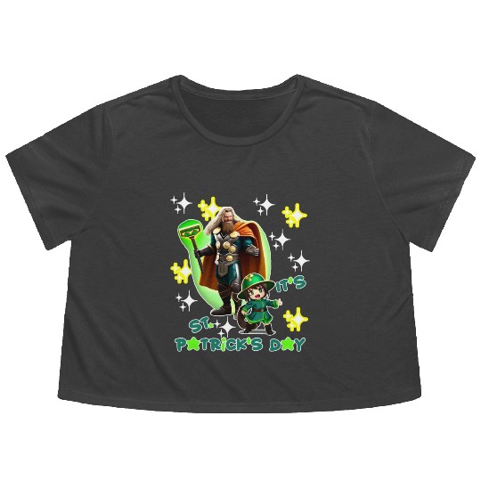 Kids St. Patrick's Day Shamrock "Thor, anime" Flowy Cropped Tees