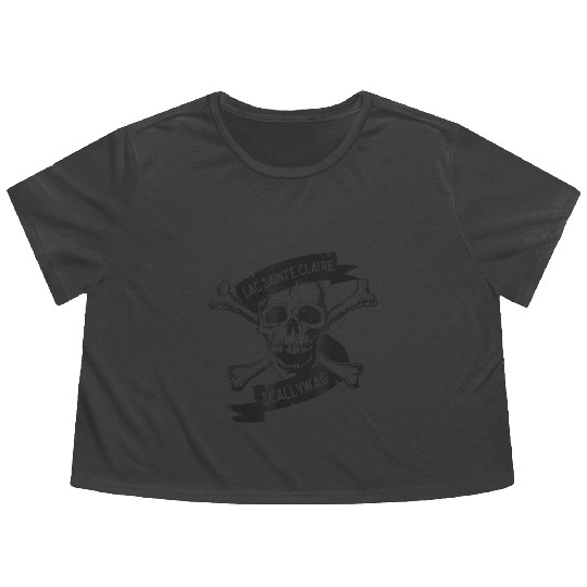 Michigan Lake St Clair Pirate Skull Bones Boating Flowy Cropped Tees