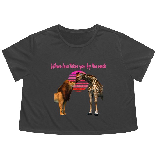 Safari Love lion and giraffe Flowy Cropped Tees