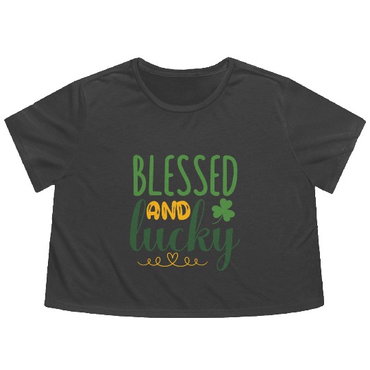 blessed and luckyStPatricks Flowy Cropped Tees