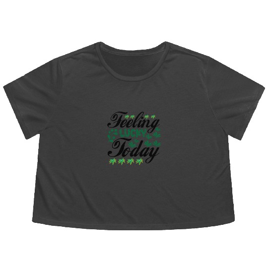 feeling lucky today Flowy Cropped Tees