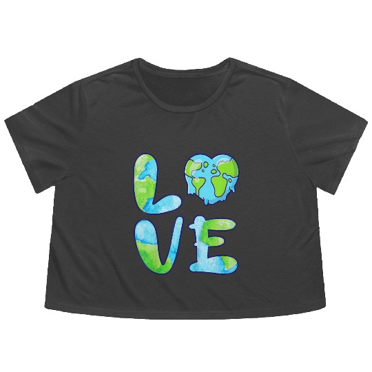 LOVE Earth Day 2023 Cute Earth Lover Kids Flowy Cropped Tees