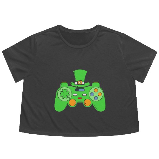 Video Game Gaming St Patricks Day Gamer Flowy Cropped Tees