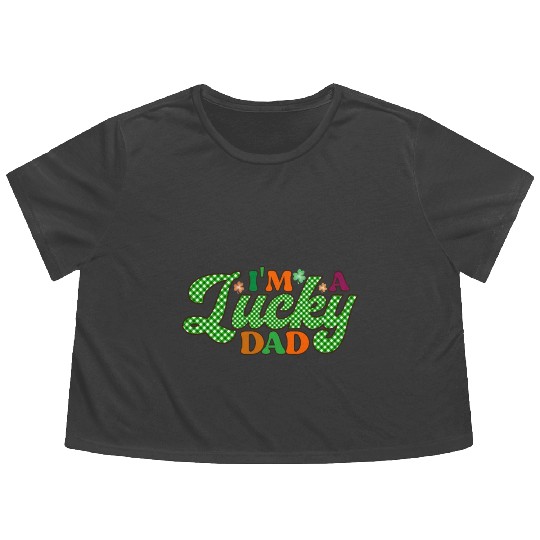 Im A Lucky Dad Sublimation Flowy Cropped Tees