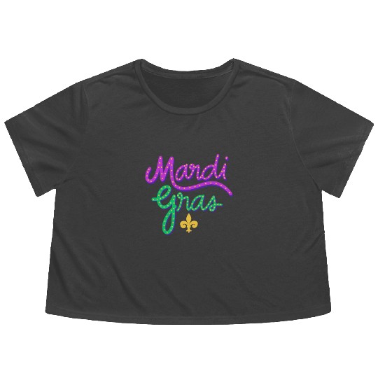 Mardi Gras Carnival Fiesta Party Louisiana New Orl Flowy Cropped Tees