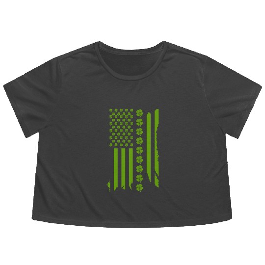 Lucky Charms USA Shamrocks St Patrick's Day Flowy Cropped Tees