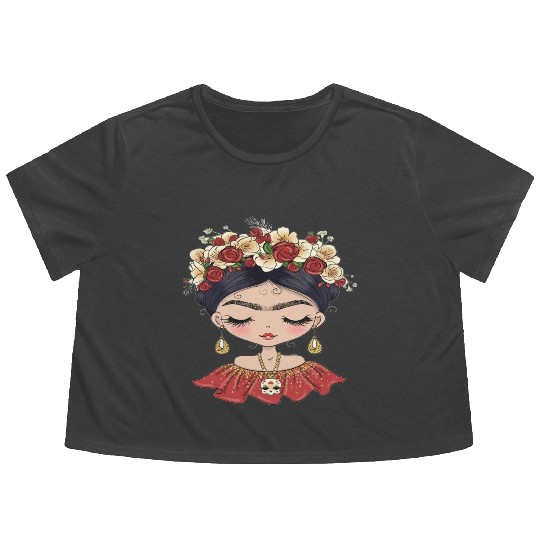 Frida Kahlo Flowy Cropped Tees