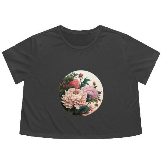 Peony flowers Flowy Cropped Tees