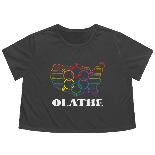 Olathe Pride Month Pride Flag LGBT Community LGBTQ Flowy Cropped Tees