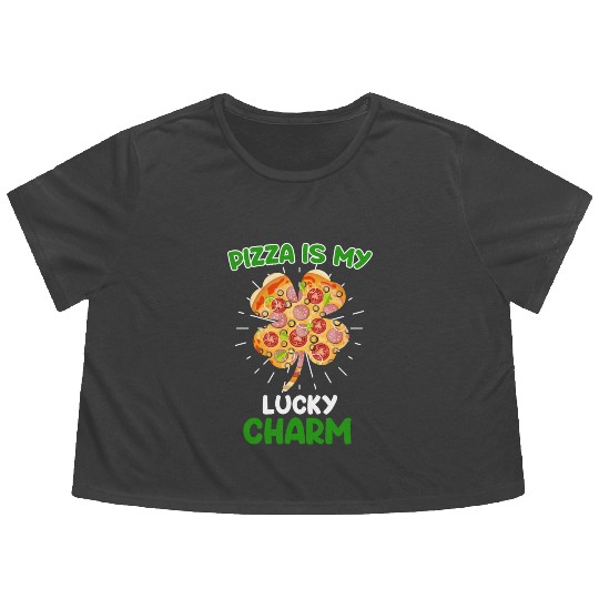Pizza is my Lucky Charm Pizza Fan Flowy Cropped Tees