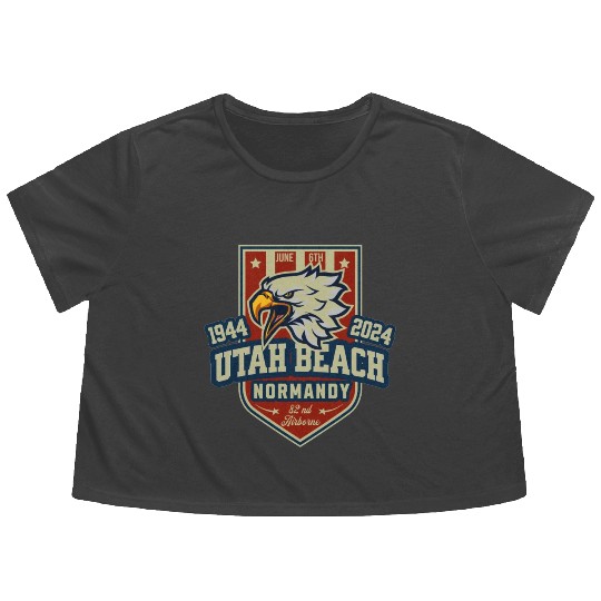 Utah Beach Normandy D DAY 80 th anniversary Flowy Cropped Tees