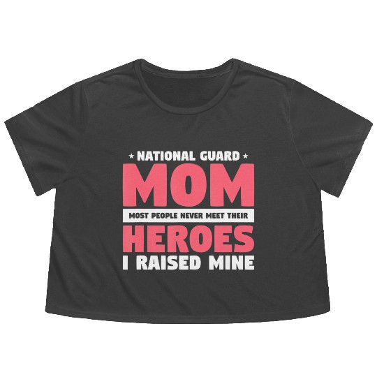 National Guard Mom Lovely Mother Family Military Flowy Cropped Tees