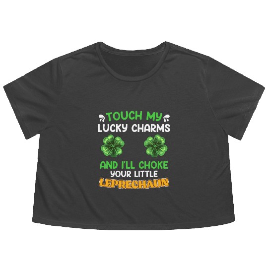 Funny St. Patrick's Day saying Lucky Charms Flowy Cropped Tees