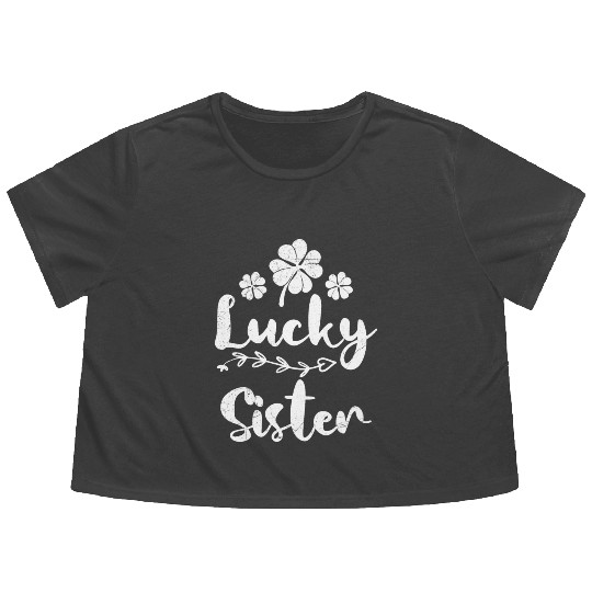 Lucky Sister St. Patrick's Day Ireland Sister Flowy Cropped Tees