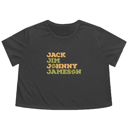 Jack Jim Johnny Jameson 4 Founder St Patrick's Day Flowy Cropped Tees