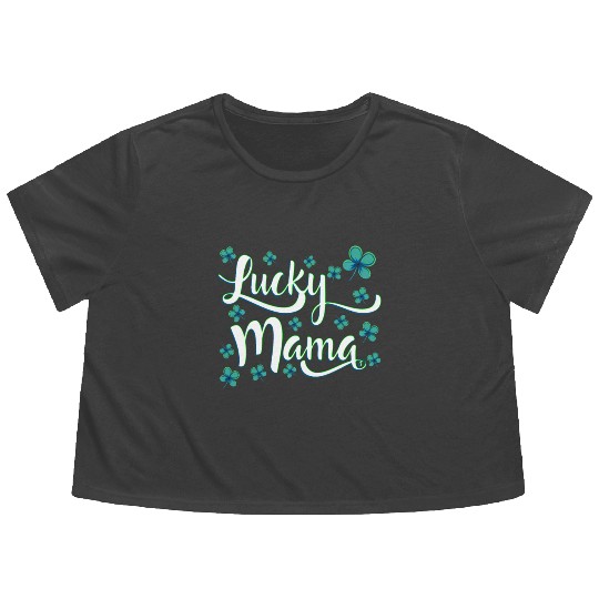 Lucky Mama St. Patrick's Day Mom Flowy Cropped Tees