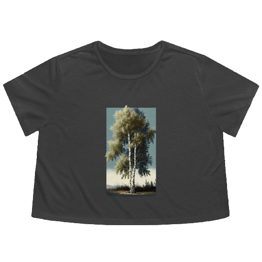 Minimalist Birch Tree Art for Any Home Flowy Cropped Tees