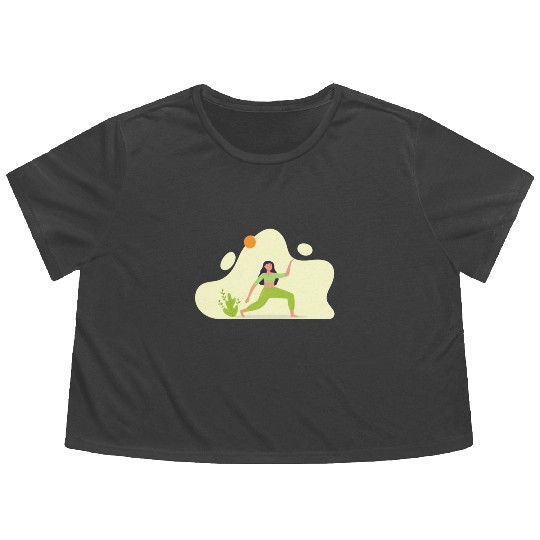 Woman Yoga Exercise Health Illustration Flowy Cropped Tees