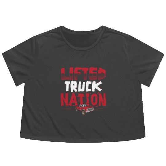 Lifted Truck Nation Pickup Truck Square Body Truck Flowy Cropped Tees
