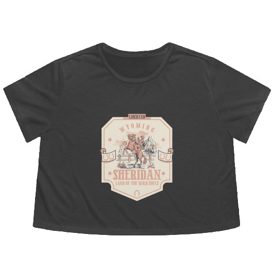 sheridan wyoming wild west town Flowy Cropped Tees