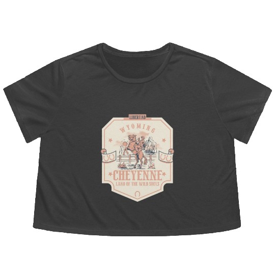 cheyenne wyoming wild west town Flowy Cropped Tees