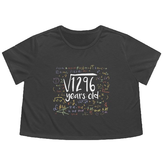 36th Birthday Square Root of 1296: 36 Years Old Flowy Cropped Tees