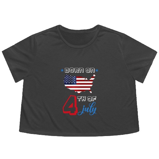 USA Born on 4th of July Flowy Cropped Tees