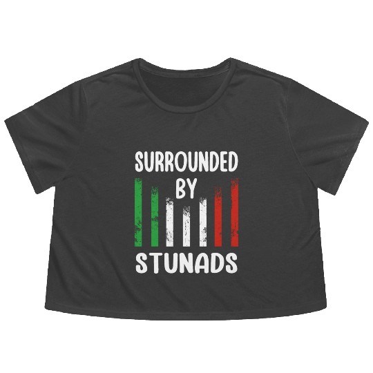 Surrounded By Stunads Italian Pride Italy Flag Flowy Cropped Tees