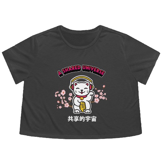 A Shared Universe Lucky Cat Flowy Cropped Tees