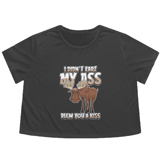 Moose Elk Funny Flowy Cropped Tees